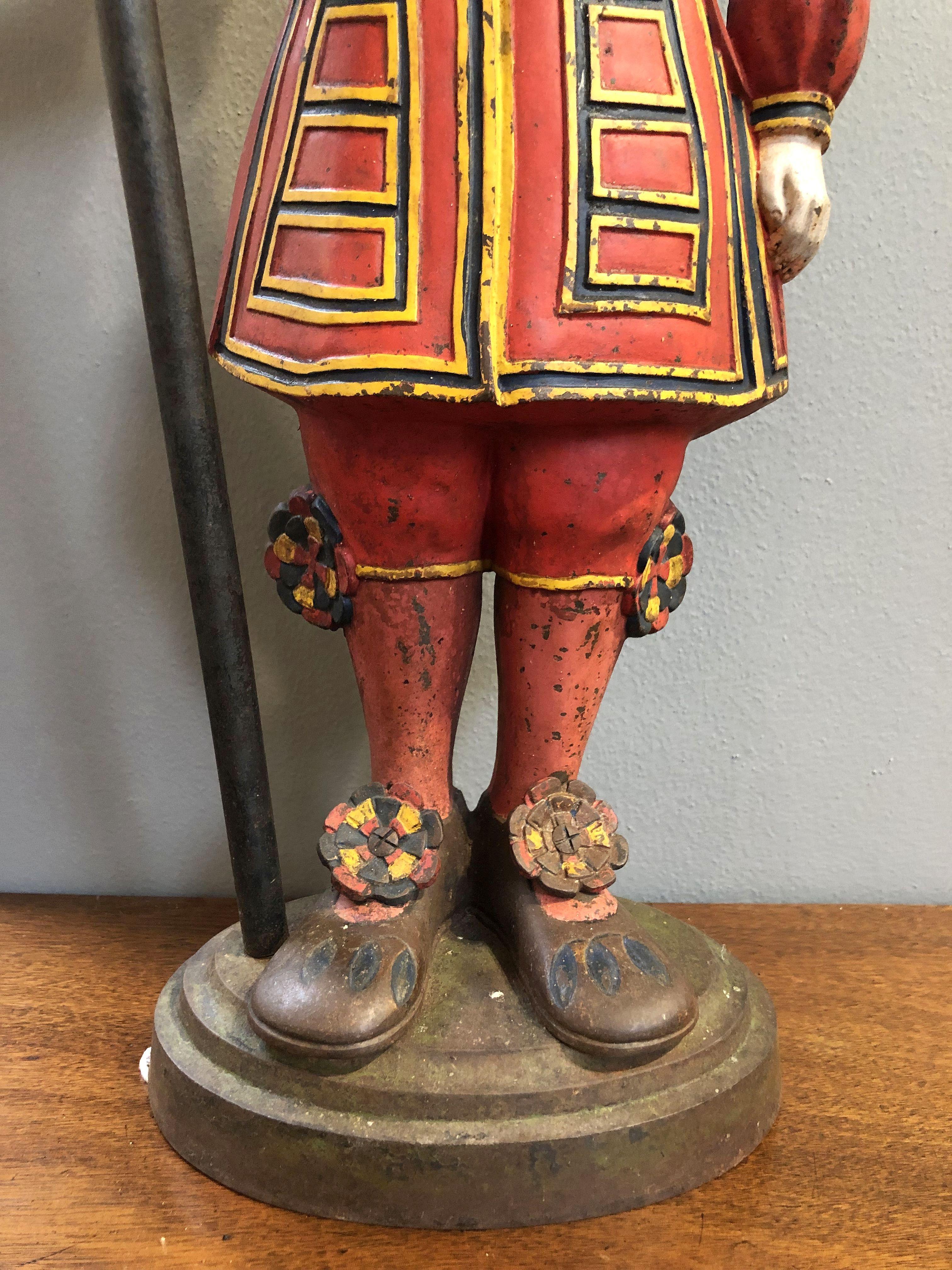 Large Vintage English Beefeater Poker Stand of Cast Iron 4