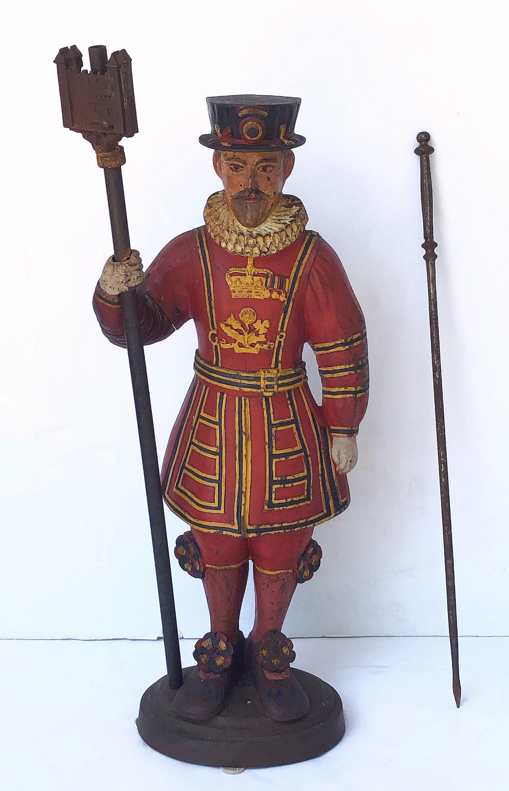 Large Vintage English Beefeater Poker Stand of Cast Iron In Good Condition In Austin, TX