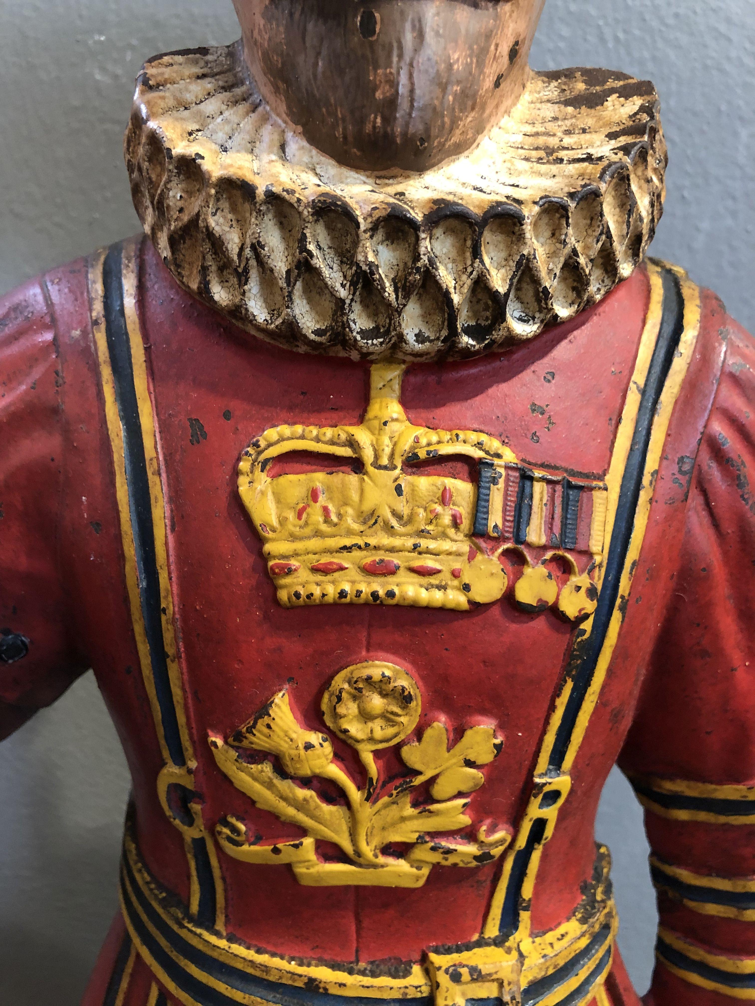 Large Vintage English Beefeater Poker Stand of Cast Iron 1