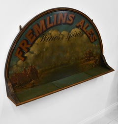 Large Vintage English Hand-Painted Brewery Pub Sign with Shelf