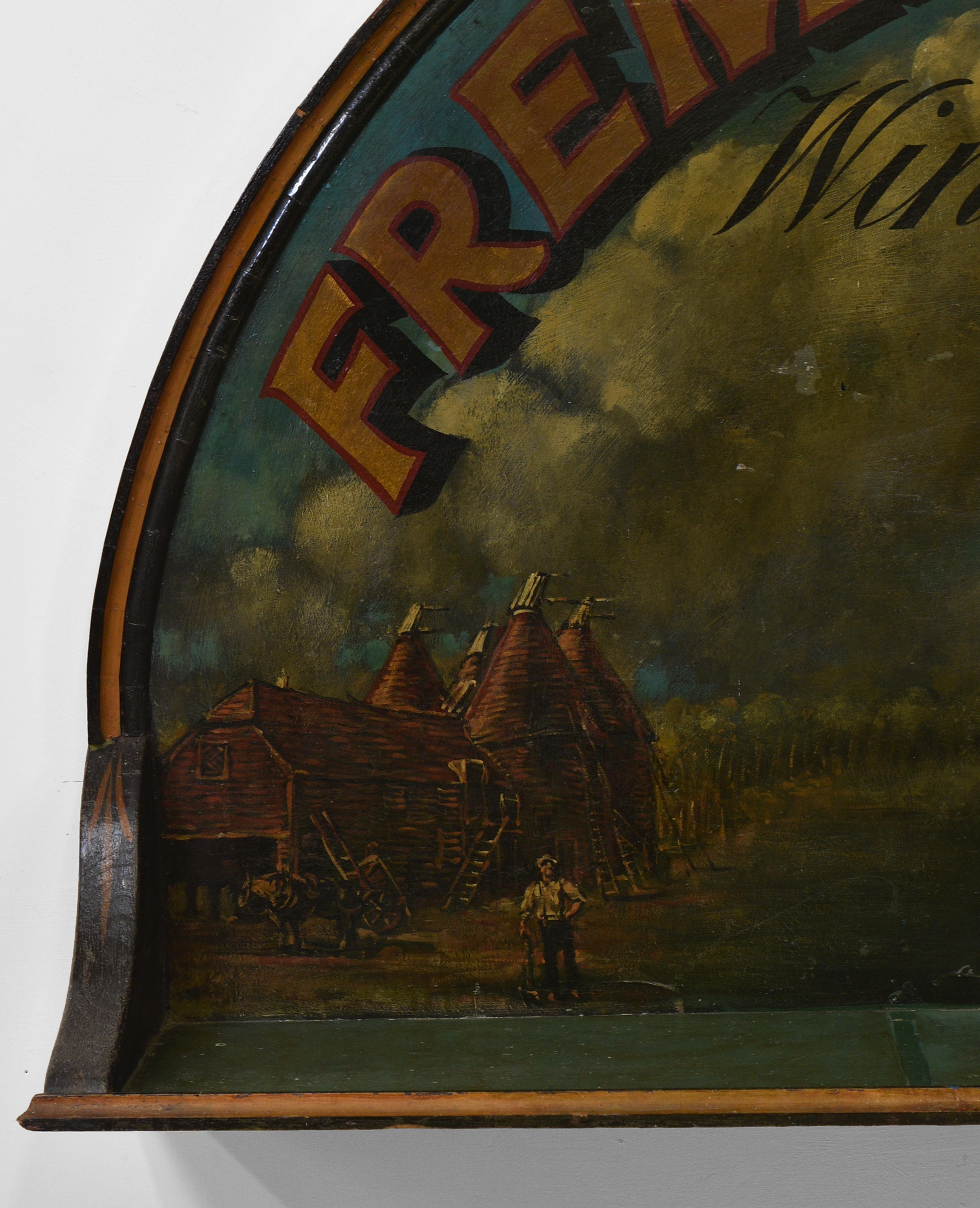 Large Vintage English Hand-Painted Brewery Pub Sign with Shelf In Fair Condition In Norwich, GB