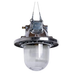 Large Vintage Explosion Proof Industrial Lights With Prismatic Glass By Victor