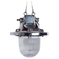 Large Vintage Explosion Proof Industrial Lights With Prismatic Glass By Victor