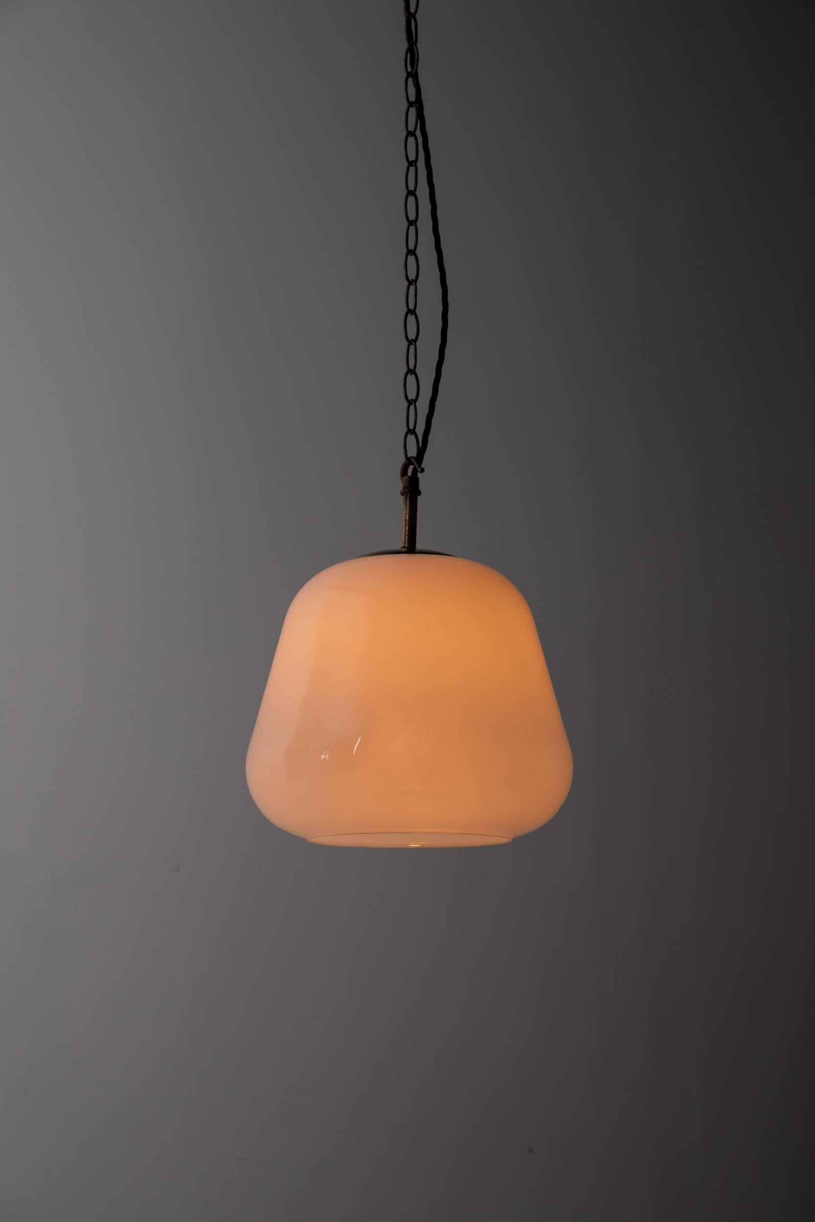 Metal Large Vintage Falks Art Deco Tulip Opaline Glass Pendant Lamp Light, c.1930 For Sale