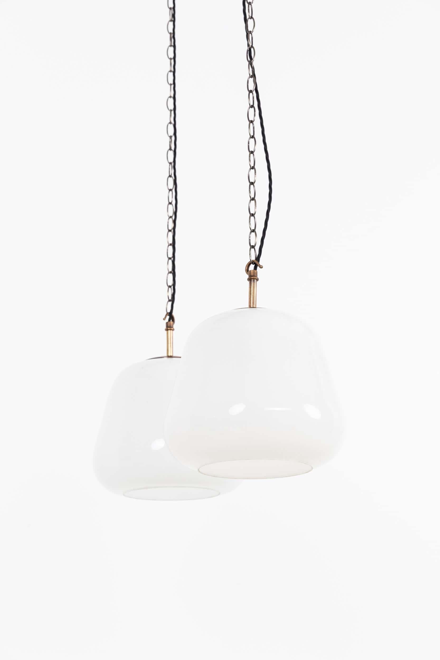 Large Vintage Falks Art Deco Tulip Opaline Glass Pendant Lamp Light, c.1930 For Sale 1