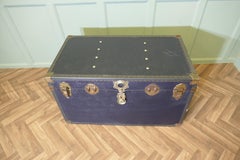 Large Vintage Faux Leather Studded Travel Trunk