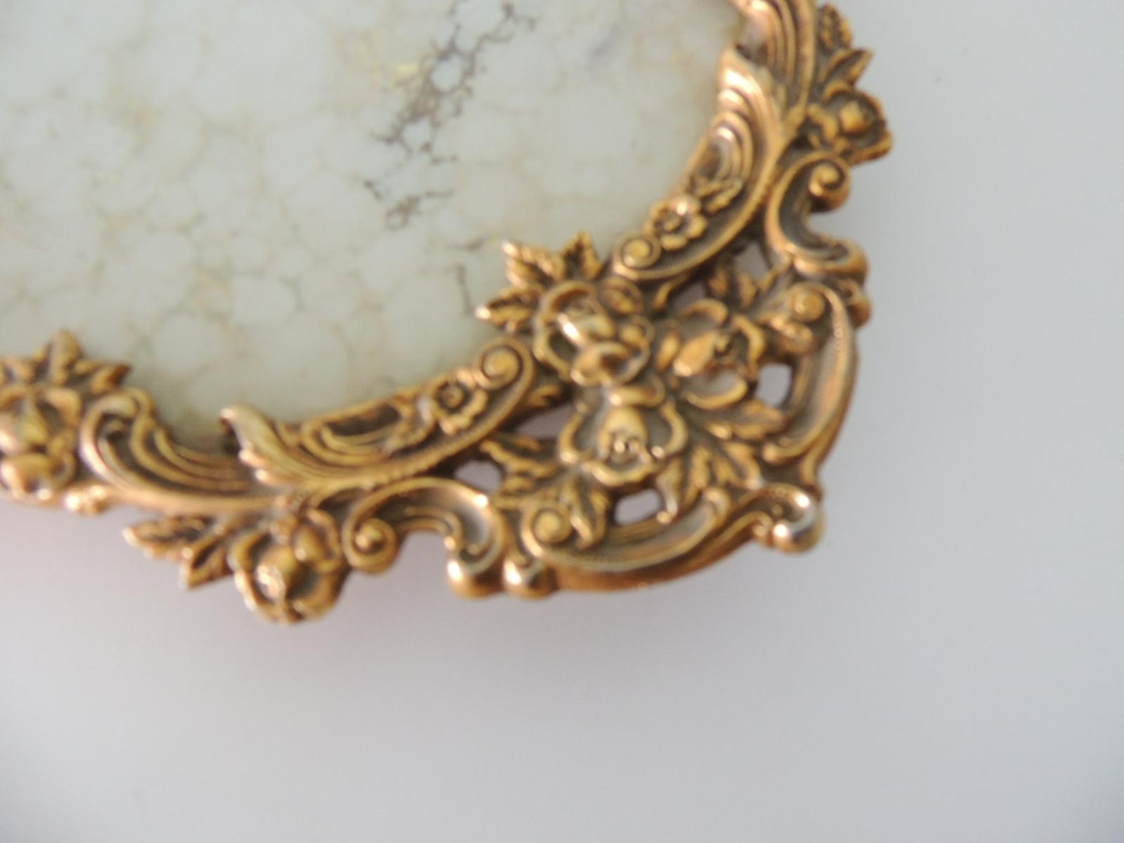 Metal Large Vintage Filigree Gold Frame Decorative Oval Vanity Tray
