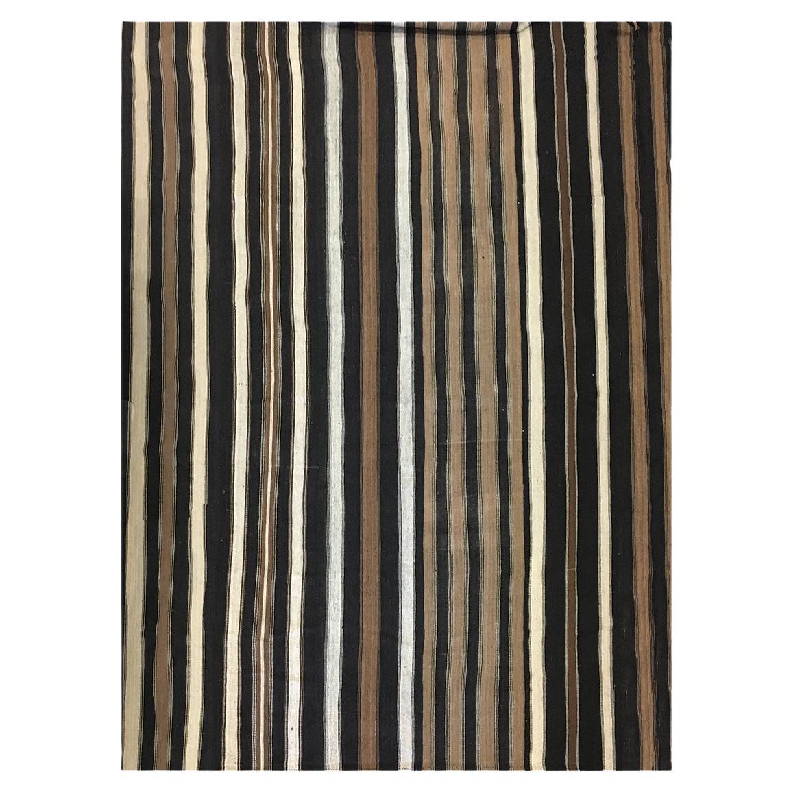 Grand tapis Kilim tissé à plat vintage 13'10" x 22'2"