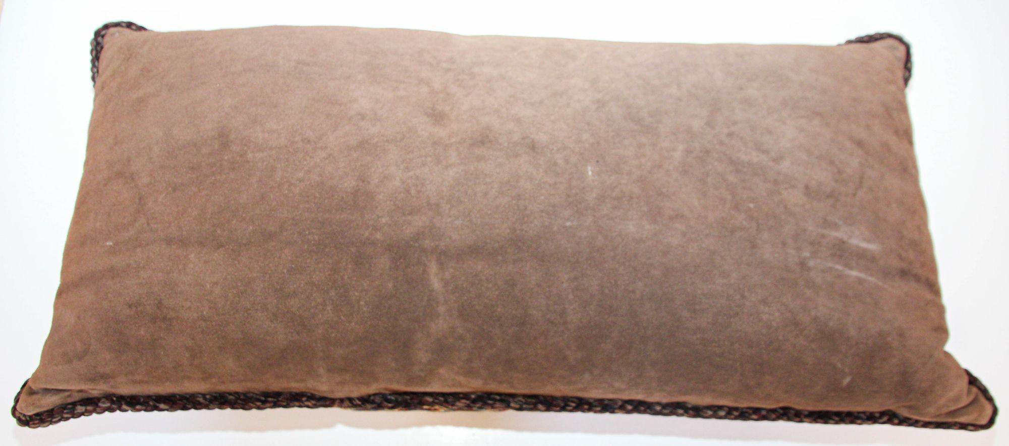 Large Vintage Floor Pillow Handwoven Rug Lumbar Pillow, Turkmen Torba 1950s For Sale 6