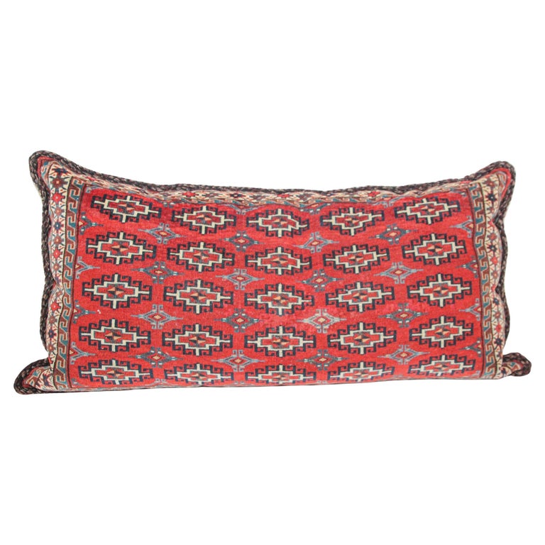 Large Vintage Floor Pillow Handwoven Rug Lumbar Pillow, Turkmen Torba ...