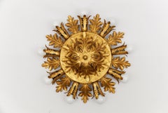 Large Vintage Florentine Leaf Ceiling Lamp by Banci Firenze, 1960s, Italy