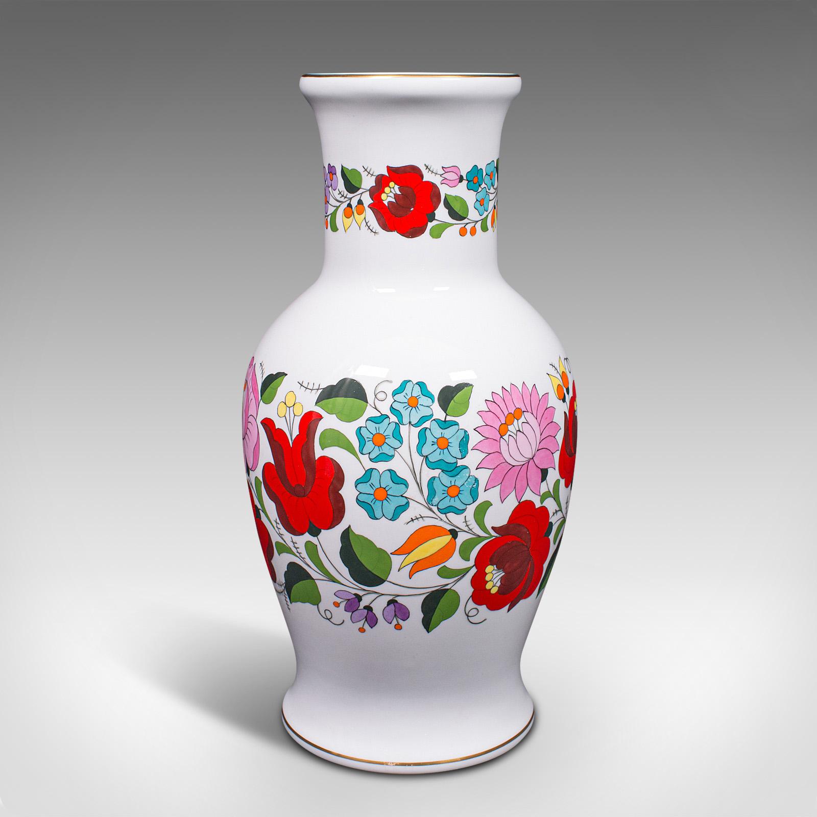 20th Century Large Vintage Flower Vase, Hungarian, Ceramic, Baluster, Decorative, Late 20th For Sale