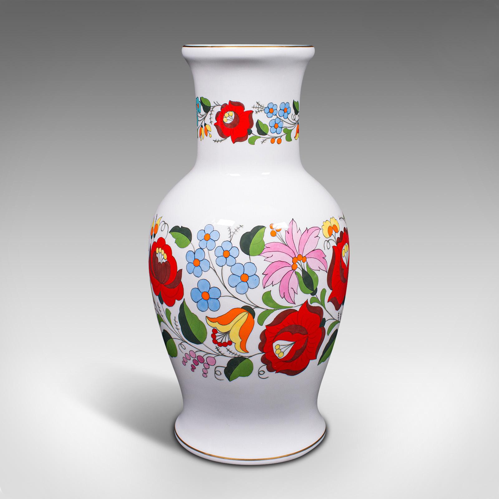 Large Vintage Flower Vase, Hungarian, Ceramic, Baluster, Decorative, Late 20th For Sale 1