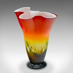 Large Vintage Flower Vase, Italian, Murano Art Glass, Decorative Planter, C.1970