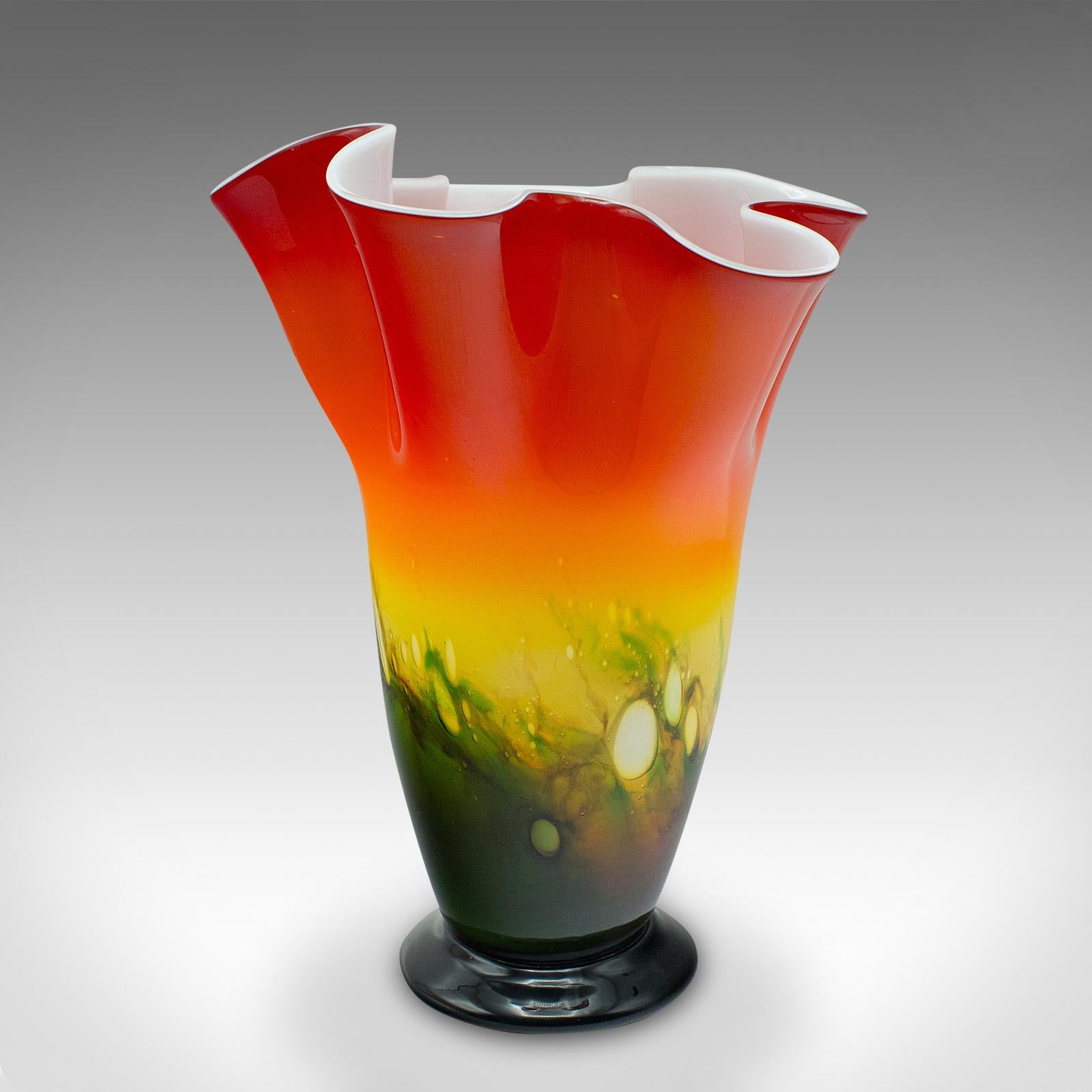 Mid-Century Modern Large Vintage Flower Vase, Italian, Murano Art Glass, Decorative Planter, C.1970 For Sale