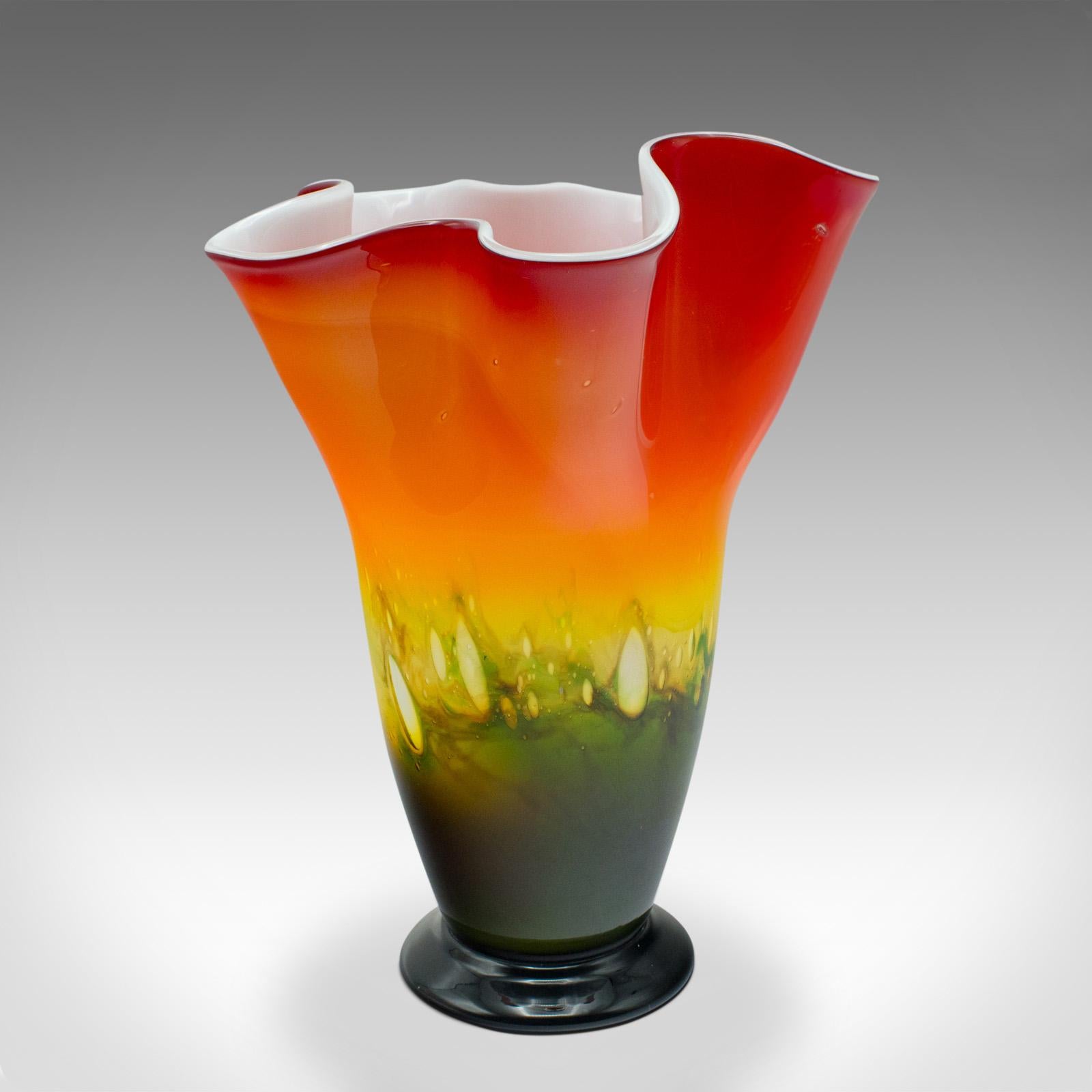 20th Century Large Vintage Flower Vase, Italian, Murano Art Glass, Decorative Planter, C.1970 For Sale