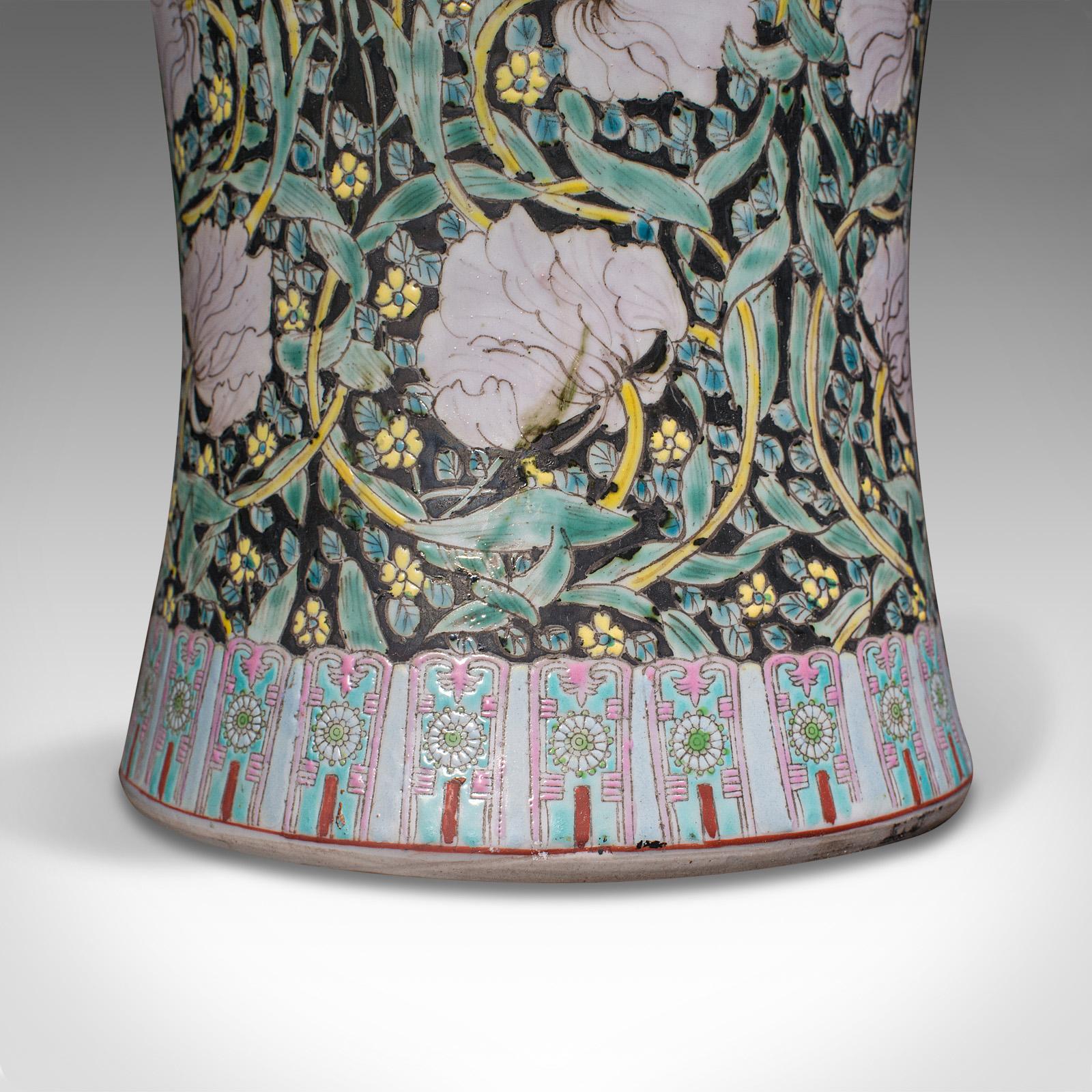 Large Vintage Flower Vase, Oriental, Ceramic, Decorative Urn, Art Deco, C.1950 For Sale 3