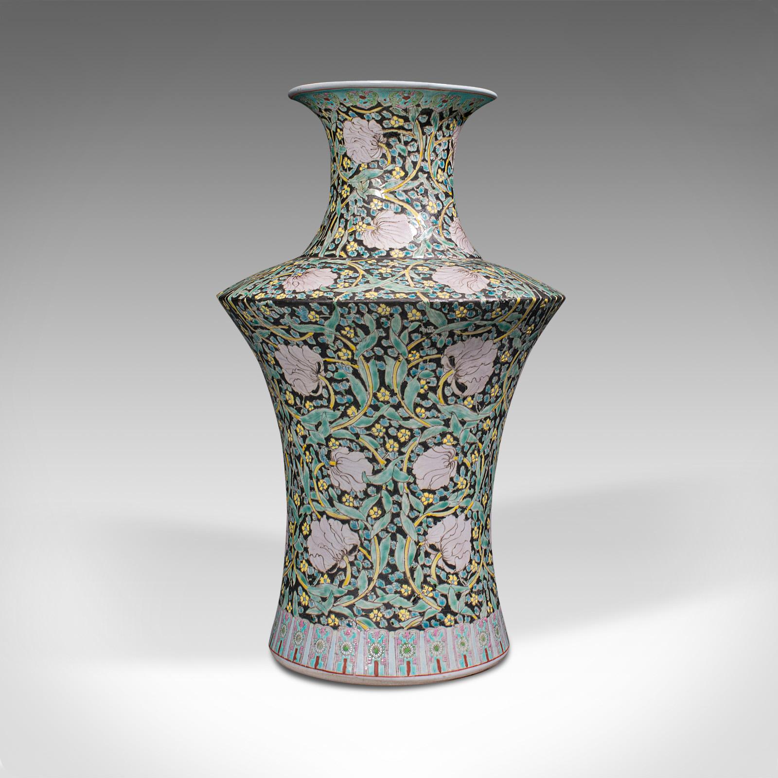 Unknown Large Vintage Flower Vase, Oriental, Ceramic, Decorative Urn, Art Deco, C.1950 For Sale