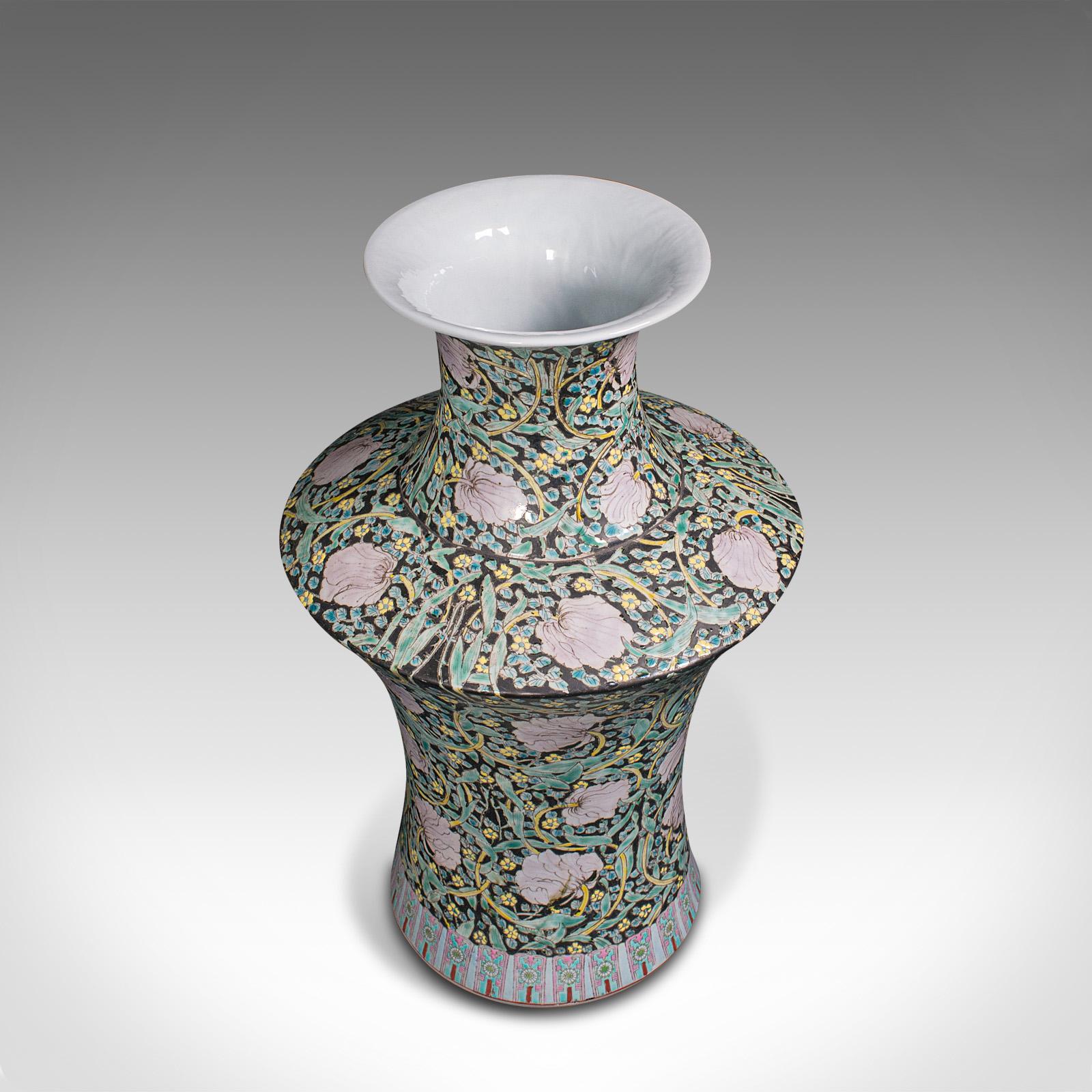 20th Century Large Vintage Flower Vase, Oriental, Ceramic, Decorative Urn, Art Deco, C.1950 For Sale