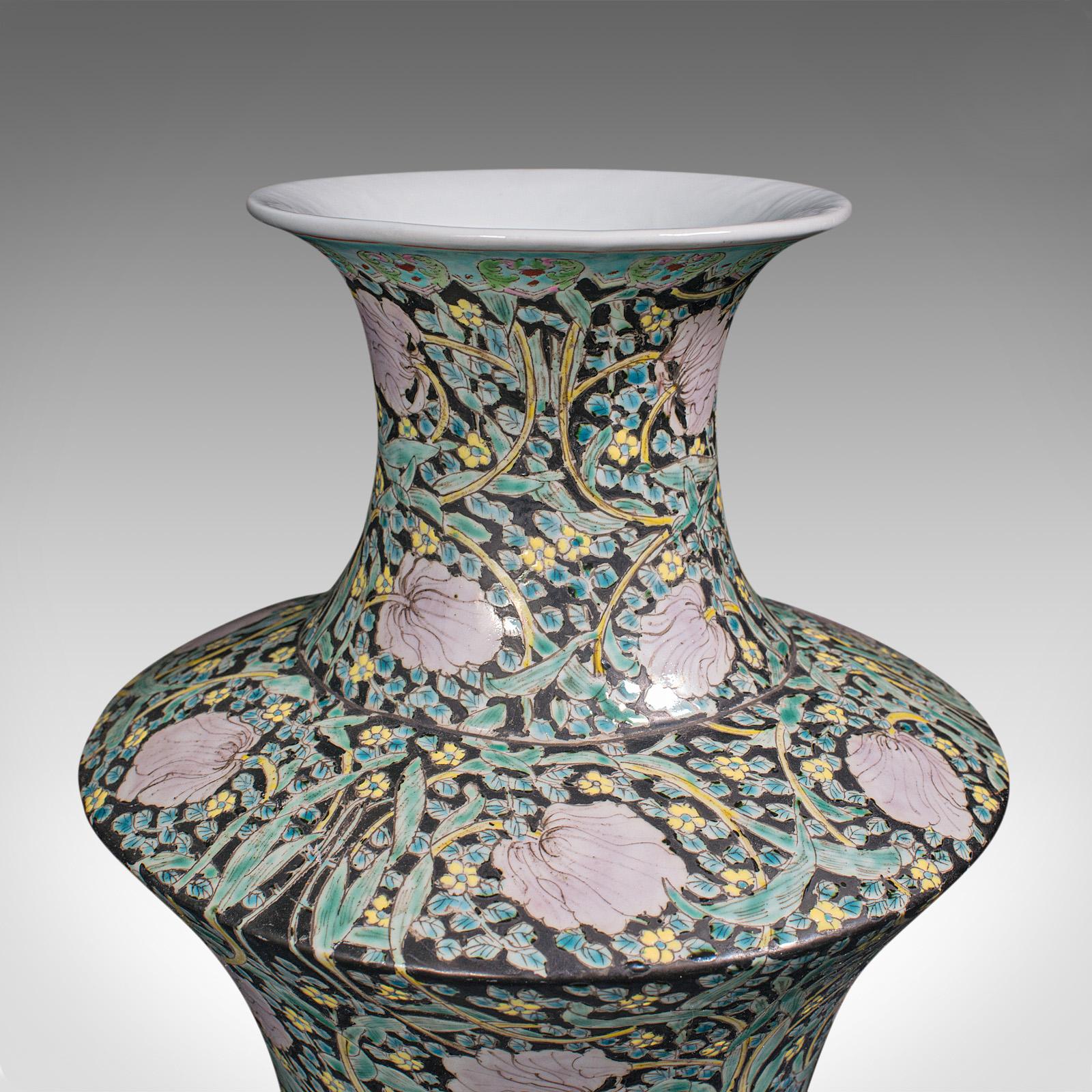Large Vintage Flower Vase, Oriental, Ceramic, Decorative Urn, Art Deco, C.1950 For Sale 1