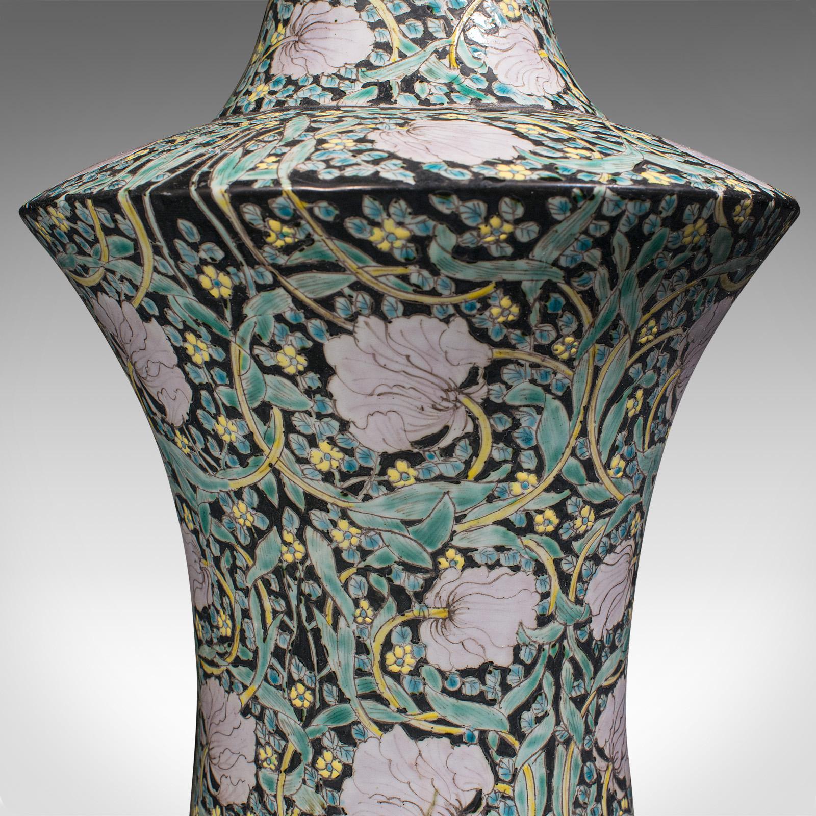 Large Vintage Flower Vase, Oriental, Ceramic, Decorative Urn, Art Deco, C.1950 For Sale 2
