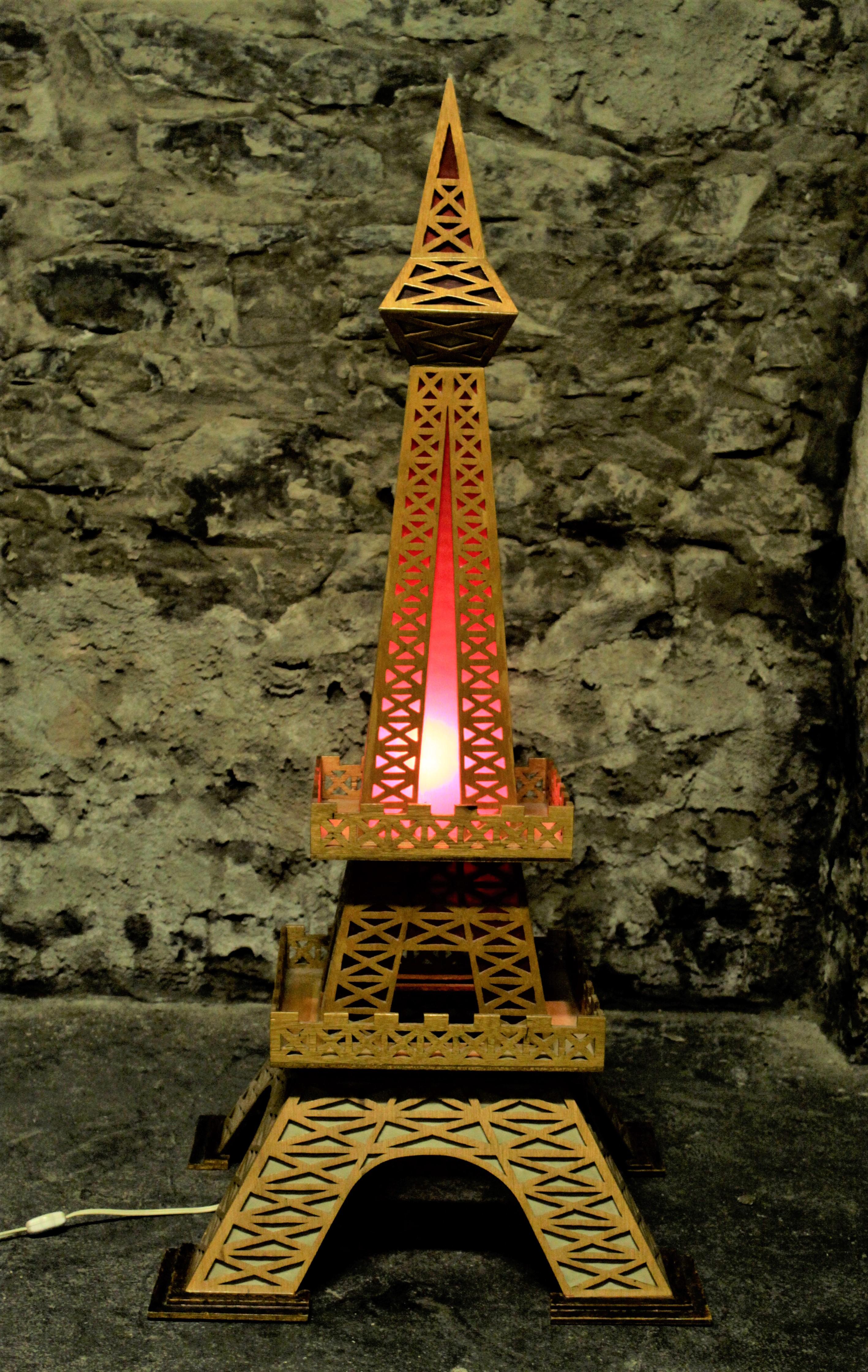 Large Vintage Folk Art Eiffel Tower Accent Light or Lamp For Sale 4