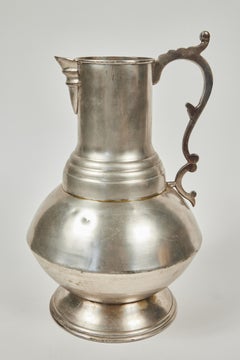 Large Vintage Footed Pewter Pitcher