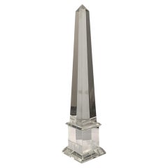 Large Vintage French Crystal Glass Obelisk