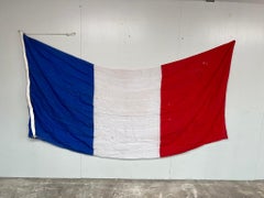 Large Vintage French Flag WWII Era 130 x 270 cm – Original Military Interest