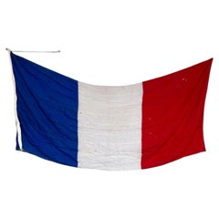 Large Vintage French Flag WWII Era 130 x 270 cm – Original Military Interest