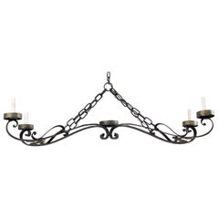 Vintage An Elegant French Wrought Iron Chandelier a Great Large Size of 5+ Ft in Length!