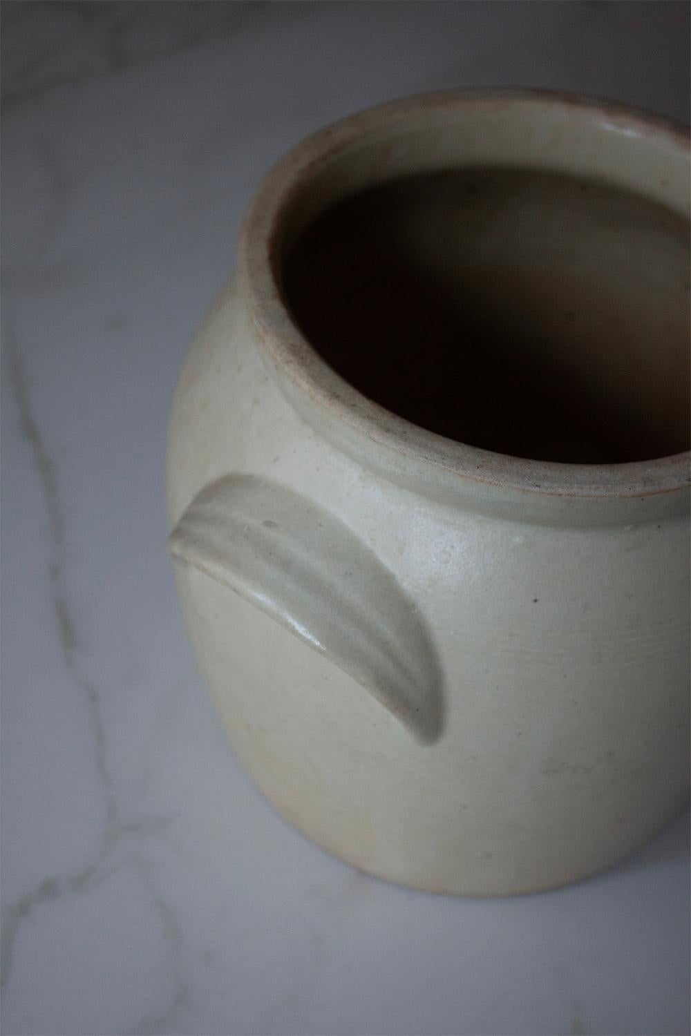 Large Vintage French Kitchen Confit Stoneware Crock, Ceramic Pot 2