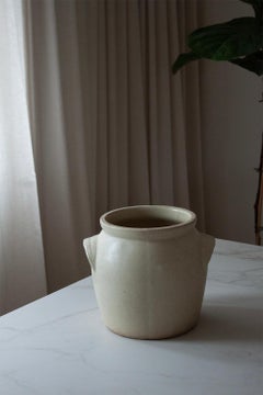 Large Vintage French Kitchen Confit Stoneware Crock, Ceramic Pot