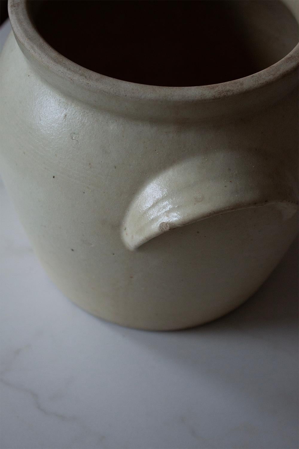 20th Century Large Vintage French Kitchen Confit Stoneware Crock, Ceramic Pot