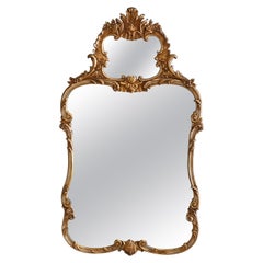 Large Vintage French Louis XIV Style Giltwood Trumeau Wall Mirror, 20th Century