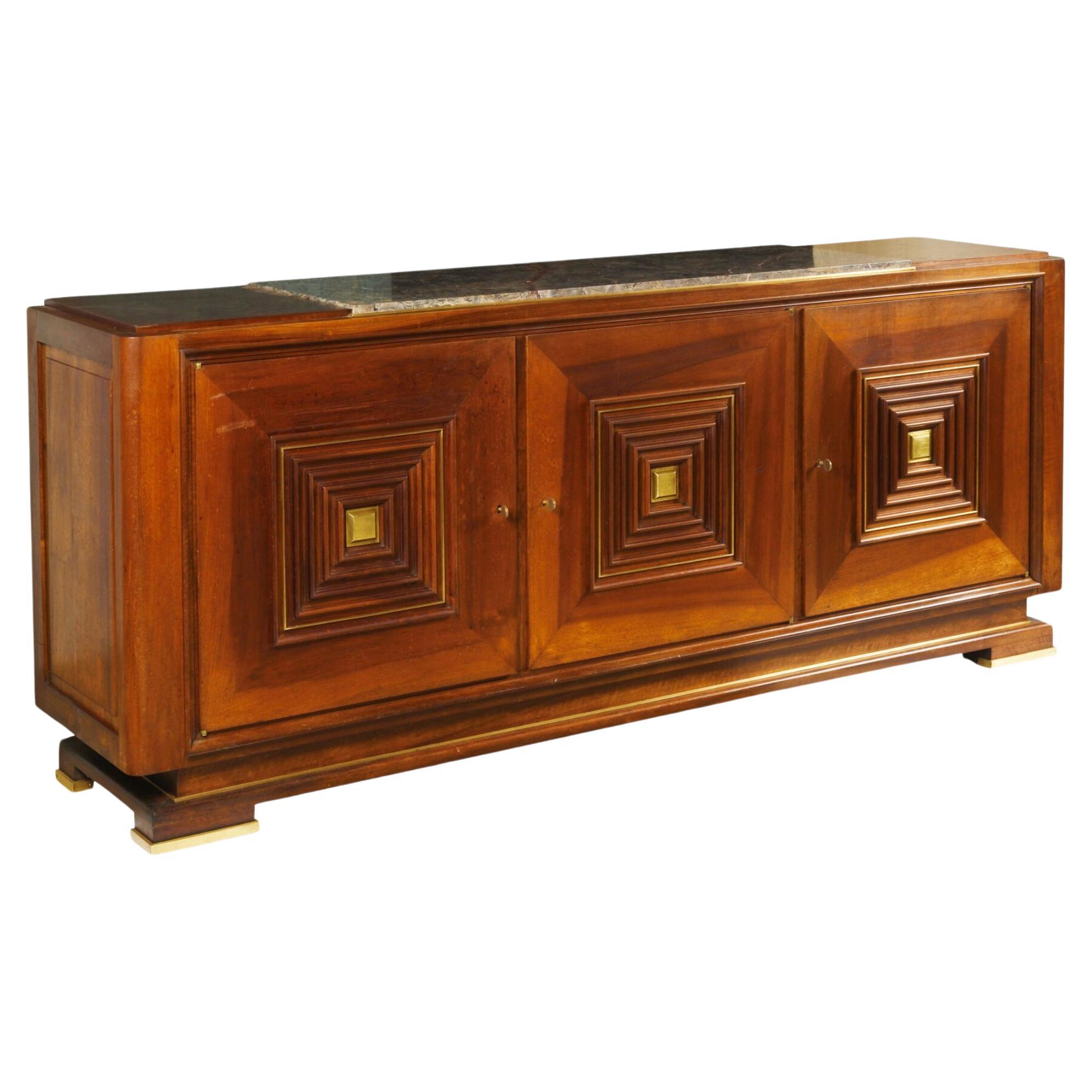 Large Vintage French Mahogany Sideboard Attribute to Maxime Old 1910-1991 For Sale