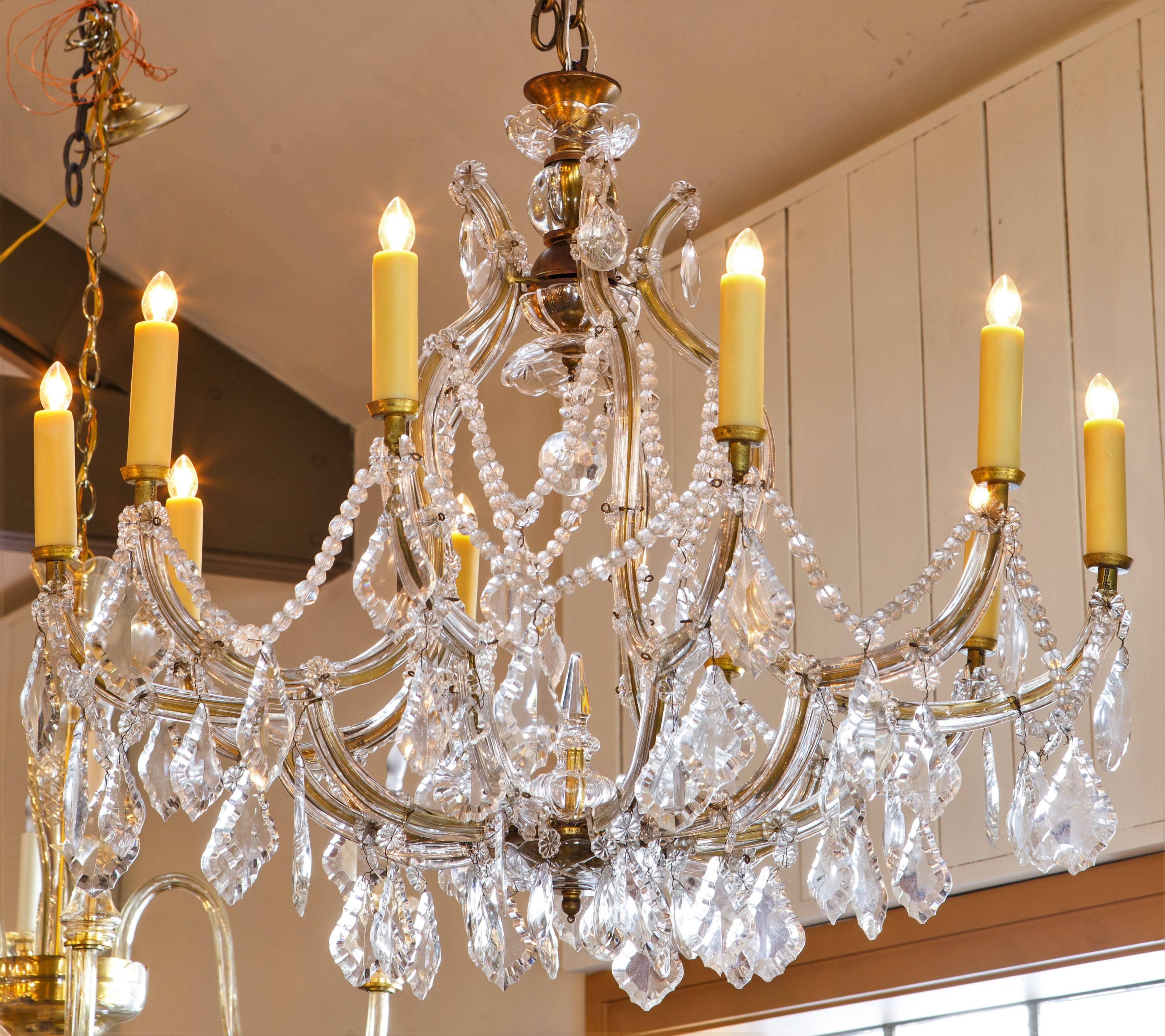 Large Vintage French Maria Theresa Style Crystal Chandelier with Ten Lights 4