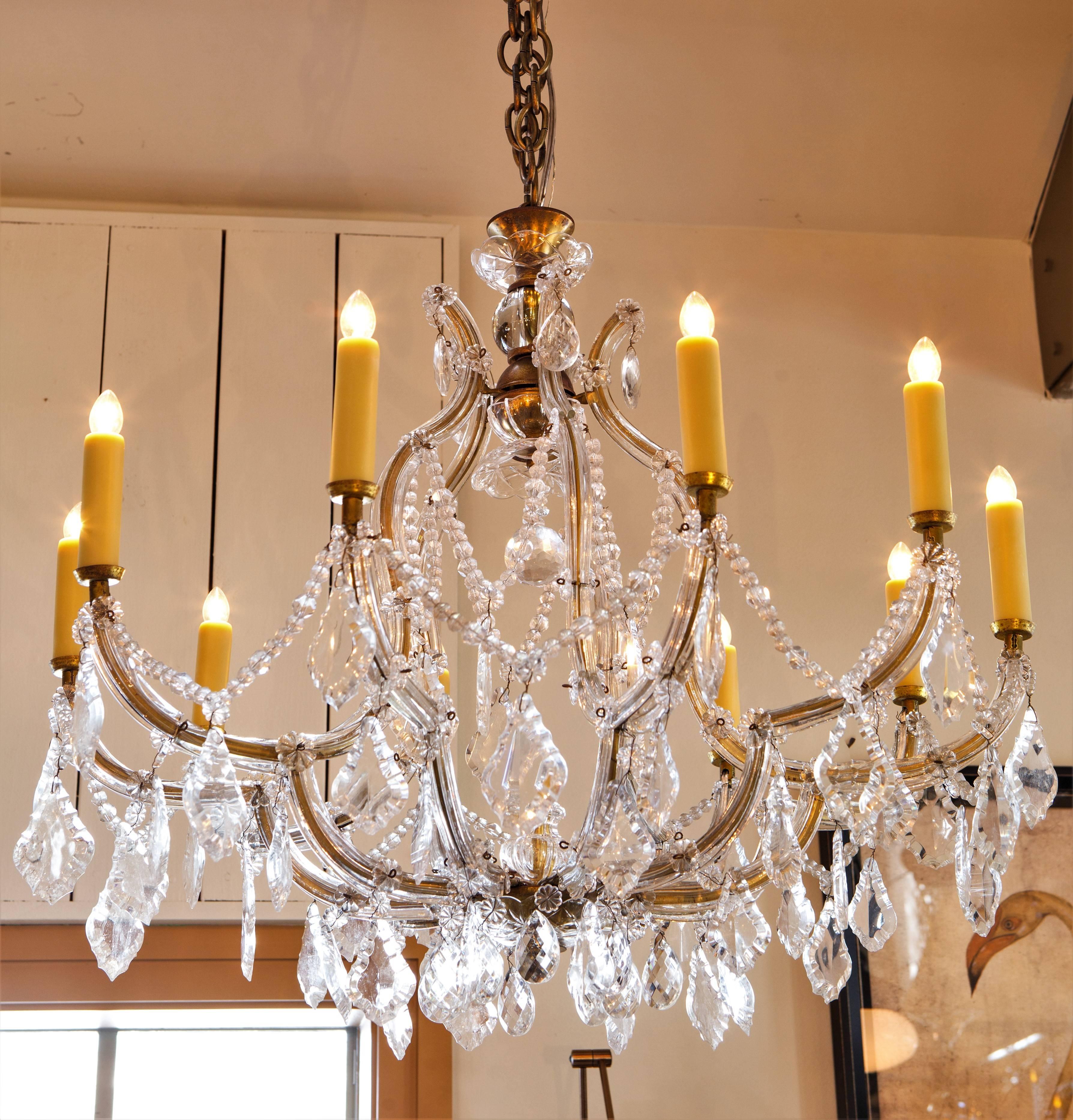 Large Vintage French Maria Theresa Style Crystal Chandelier with Ten Lights 2