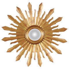 Gran placa de espejo convexo vintage francés de mediados de siglo