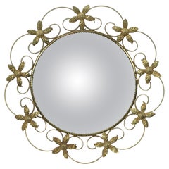 Gran Espejo Vintage Francés Espejo Convexo Floral Bruja