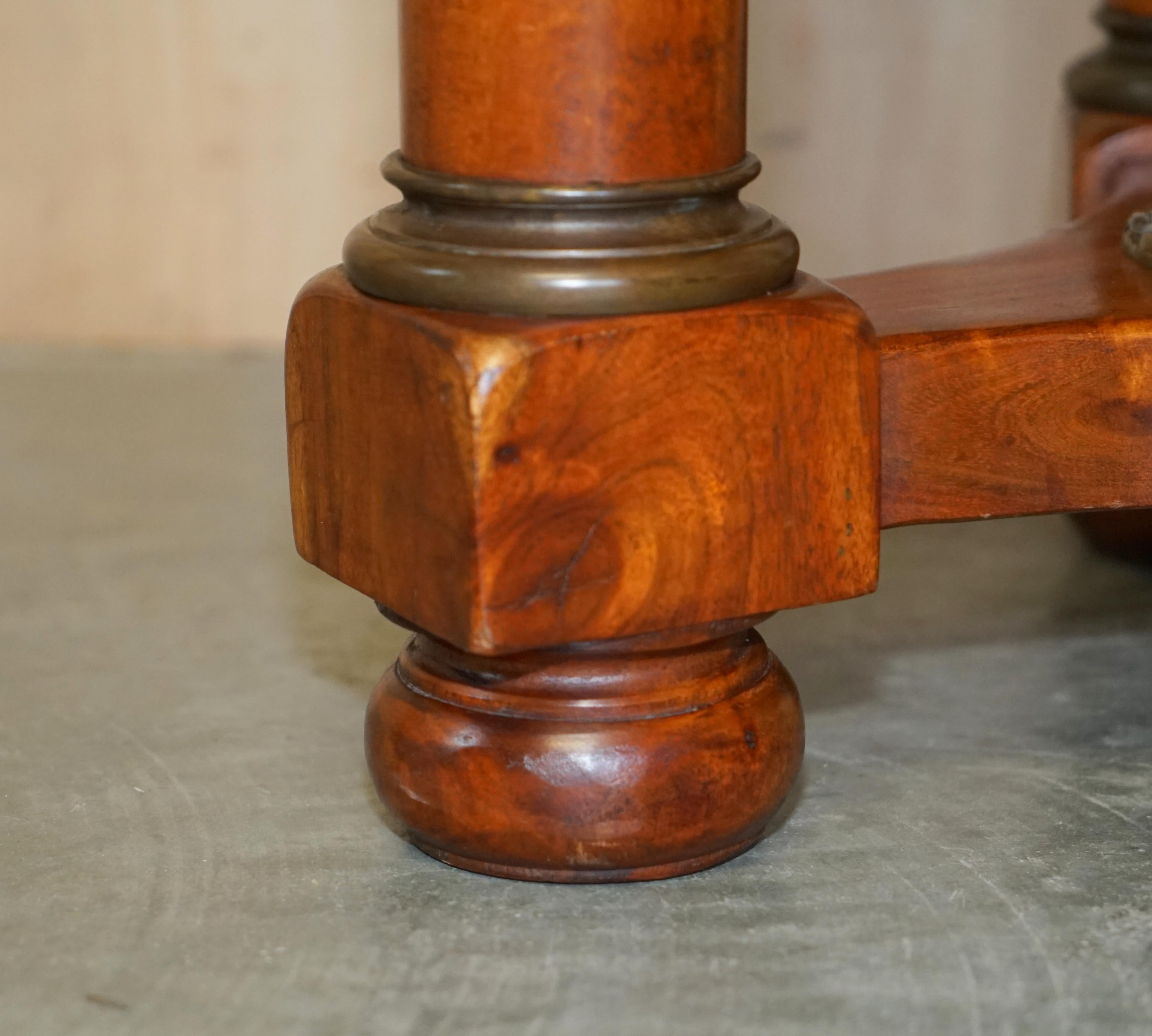 Large Vintage French Oak, Bronzed Brass, Marble Top Occasional Side Wine Table For Sale 6