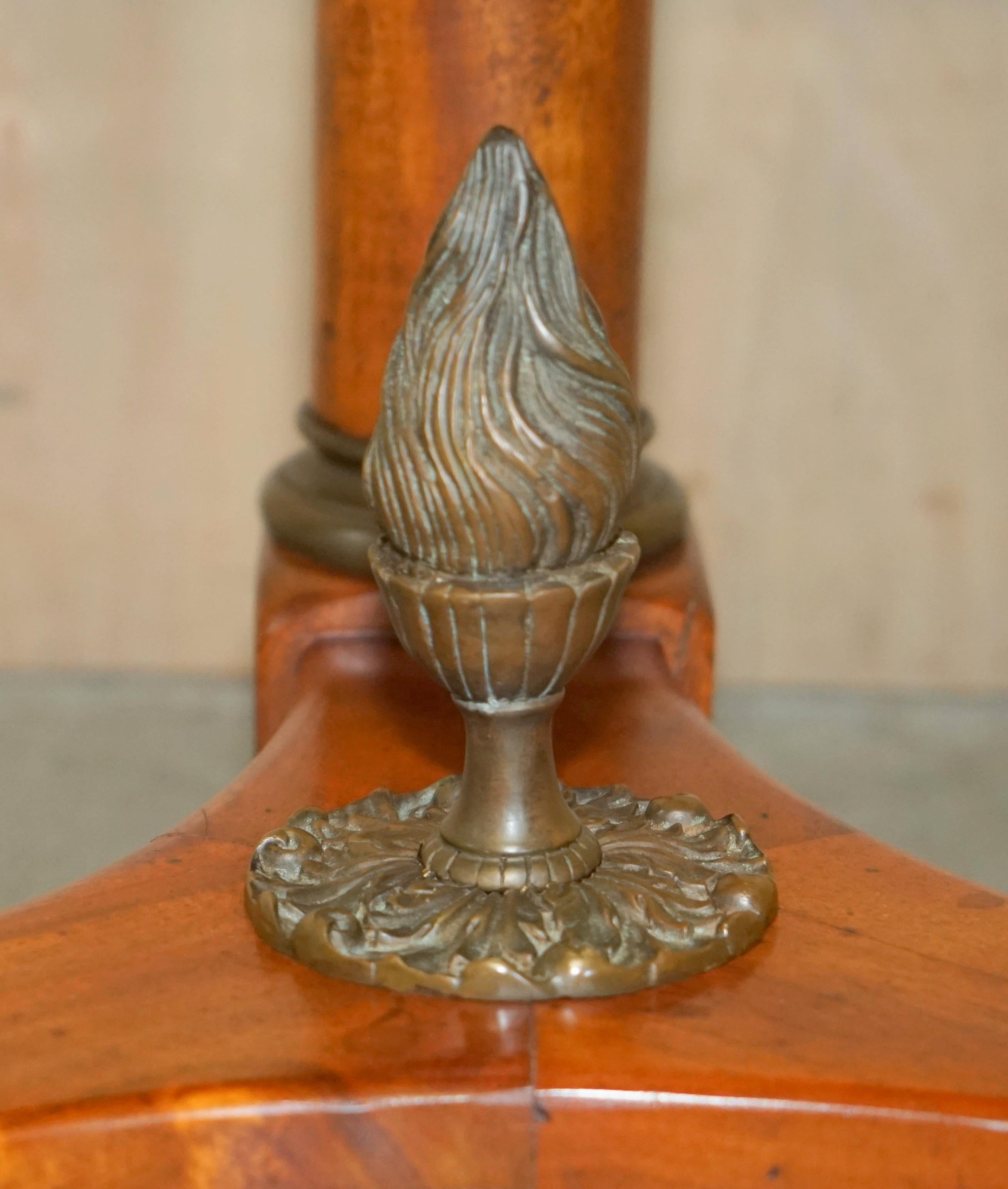 Large Vintage French Oak, Bronzed Brass, Marble Top Occasional Side Wine Table For Sale 6