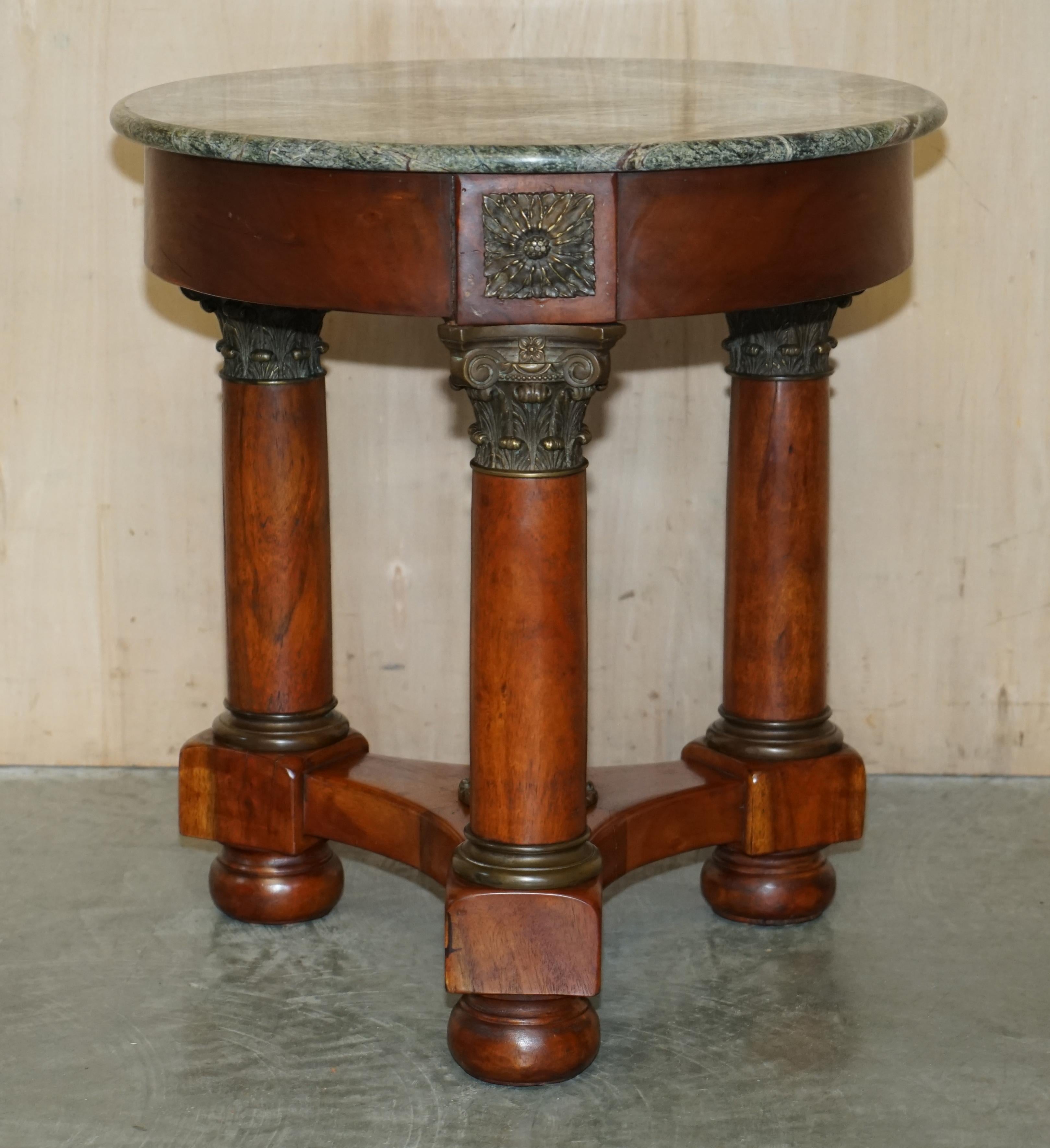 Large Vintage French Oak, Bronzed Brass, Marble Top Occasional Side Wine Table For Sale 11