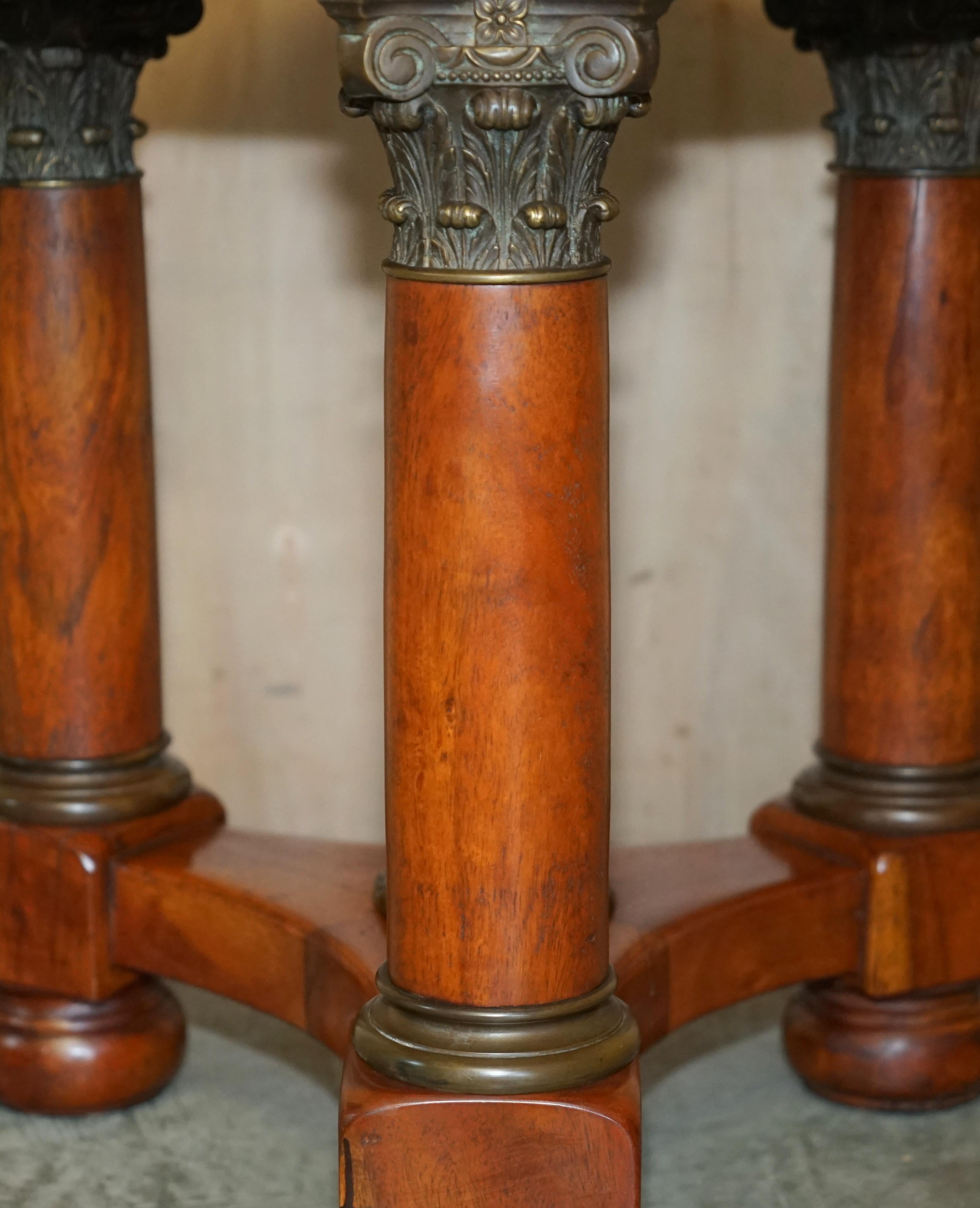 Large Vintage French Oak, Bronzed Brass, Marble Top Occasional Side Wine Table For Sale 13