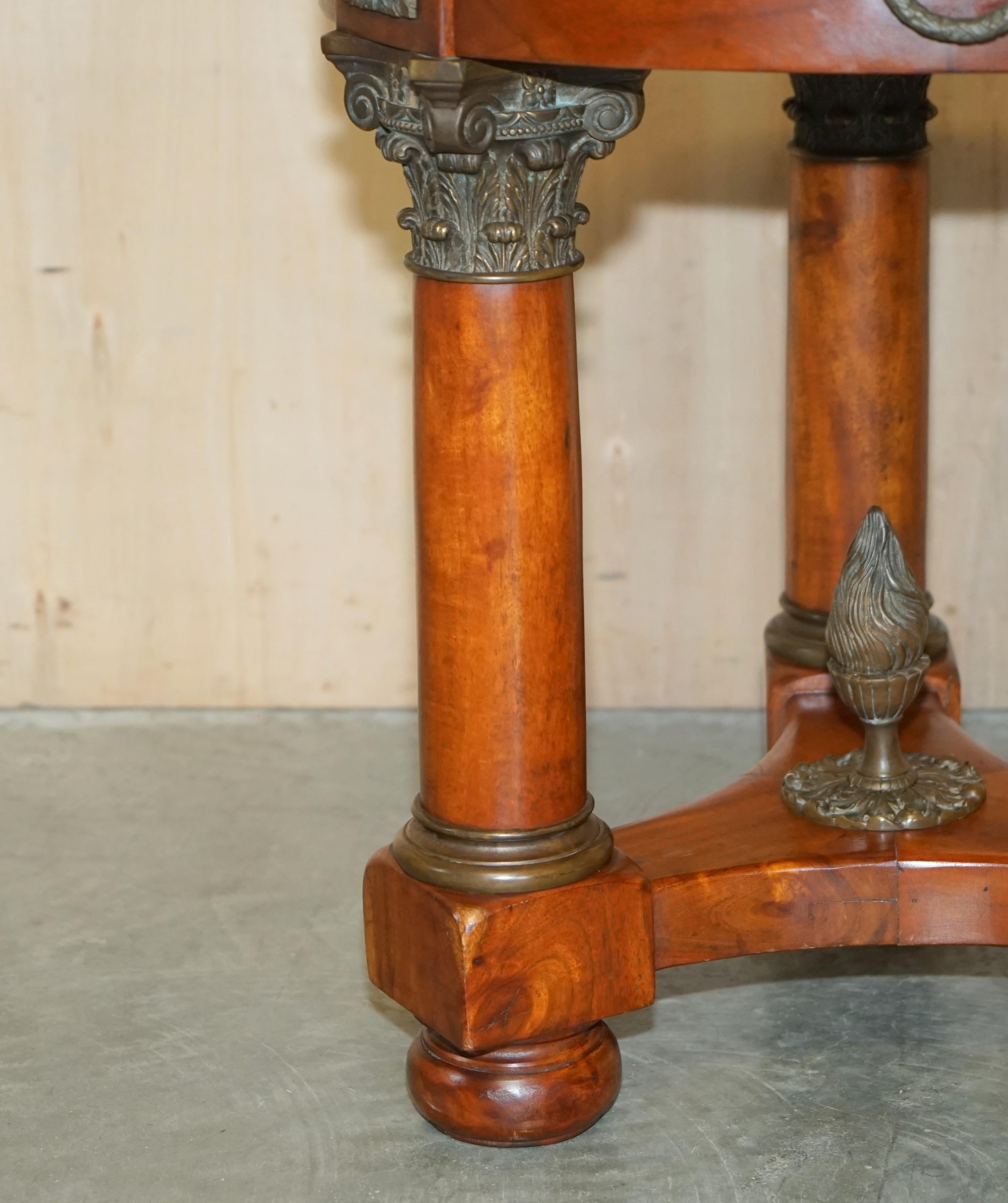 Large Vintage French Oak, Bronzed Brass, Marble Top Occasional Side Wine Table For Sale 4