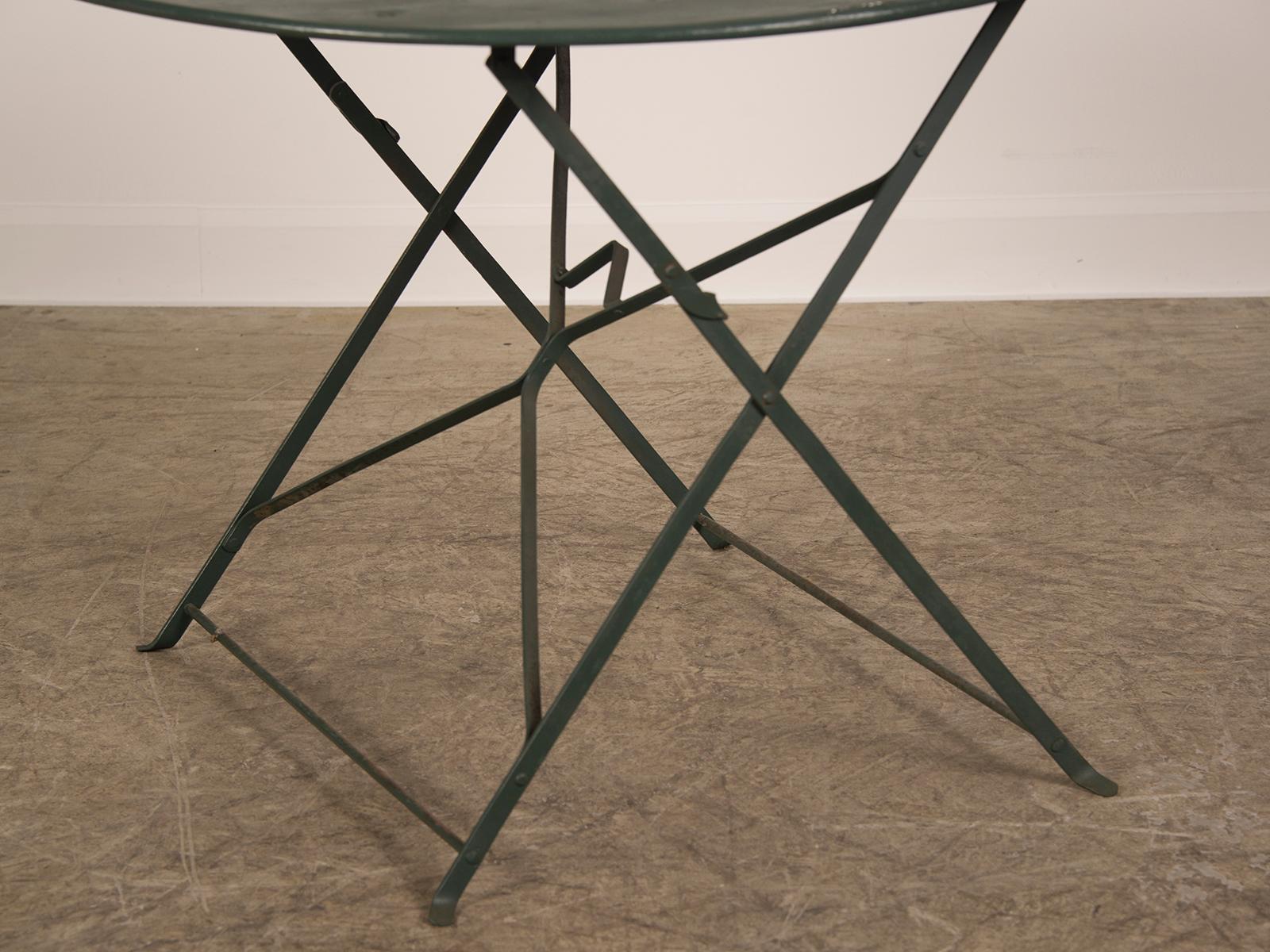 Early 20th Century Large Vintage French Painted Metal Bistro Table, circa 1920 For Sale