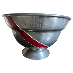 Large Vintage French Pewter Champagne Bucket With Leather Stripe by Mumm