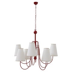 Large Vintage French Red 8-Light Chandelier