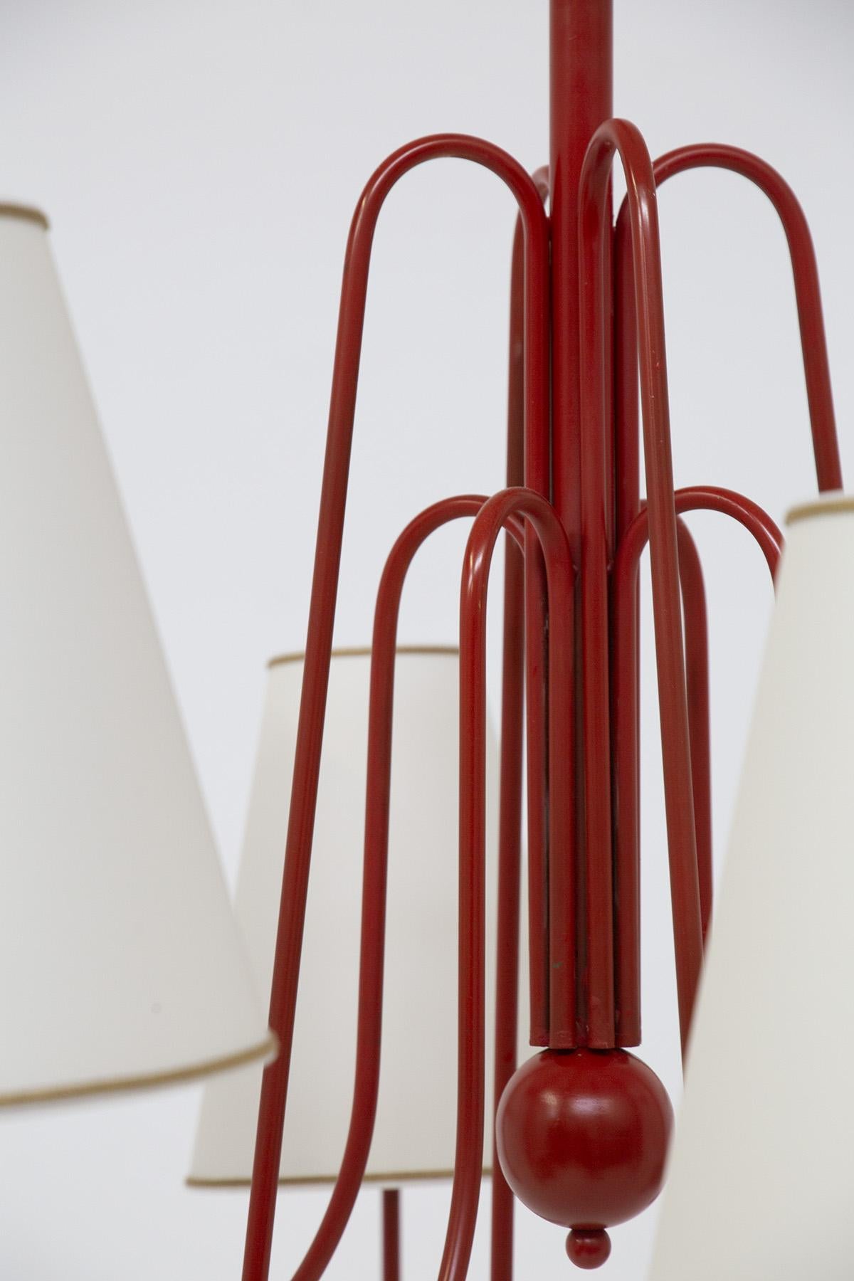 Large Vintage French Red Brass 8-Light Chandelier For Sale 6