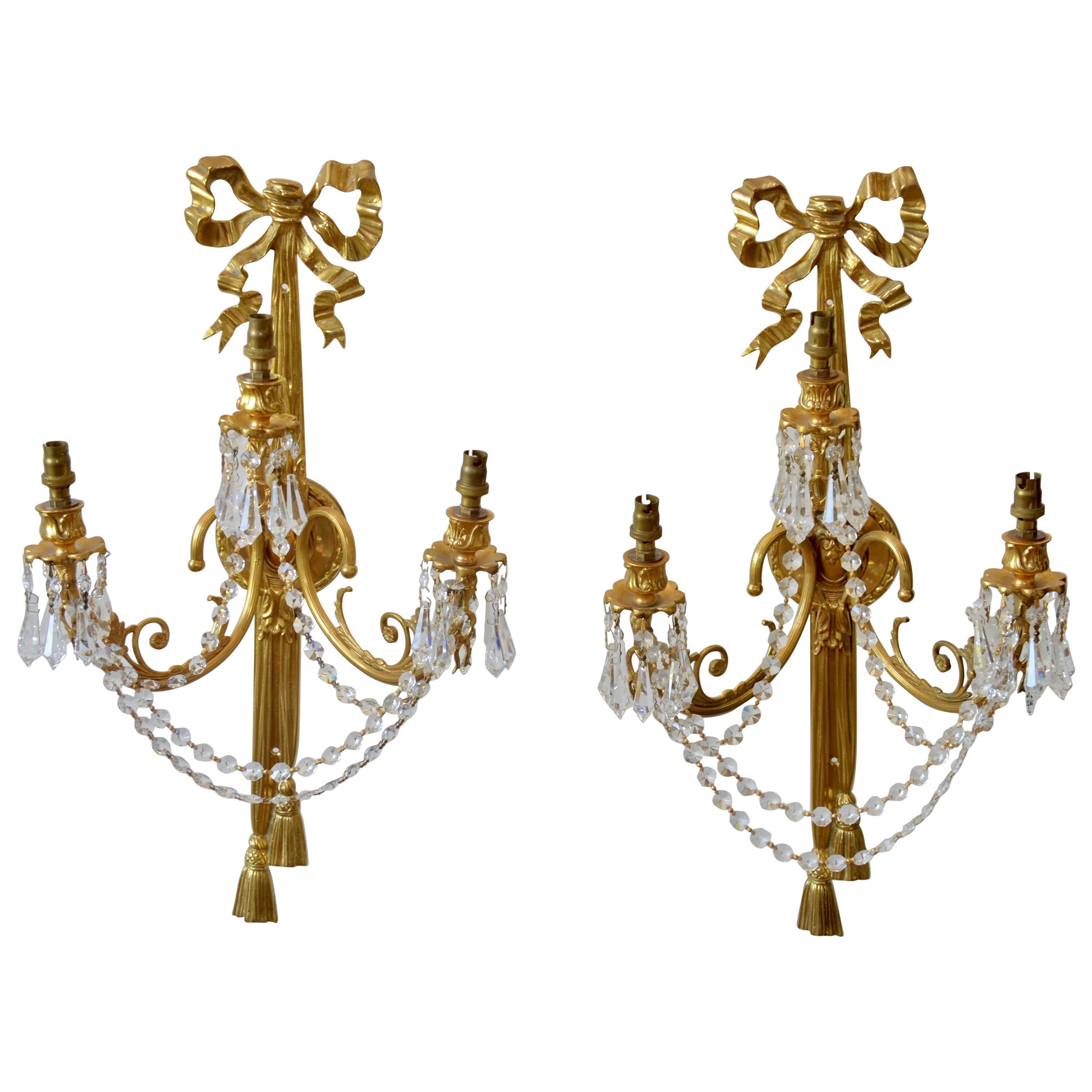 Large Vintage French Rococo Style Wall Sconces